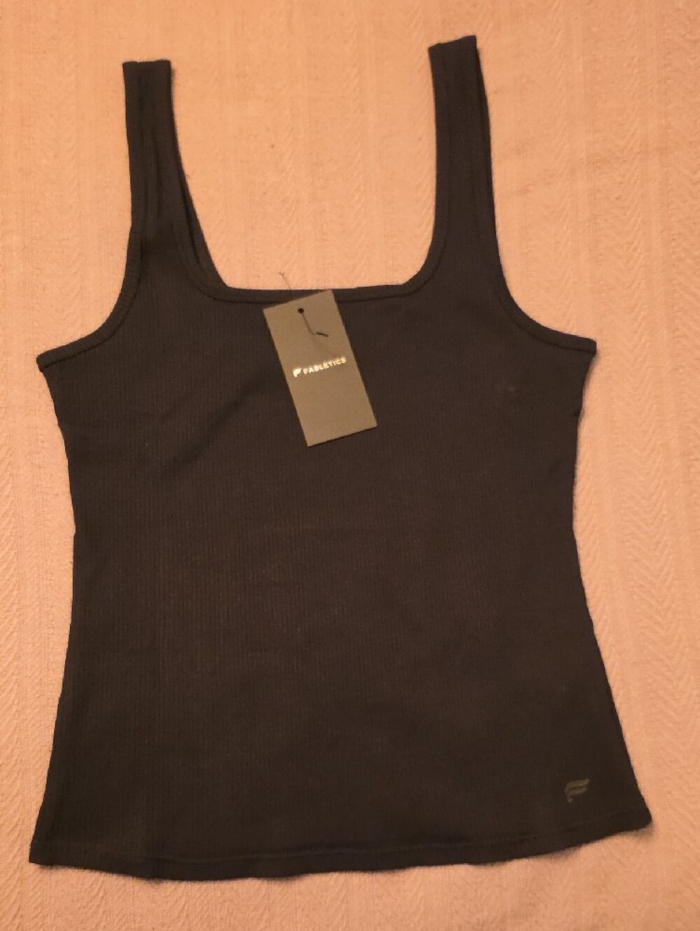 Fabletics Black Ribbed Square-Neck Tank Top - Picture 6 of 8